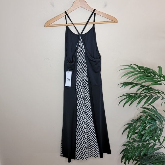NWT DR Collection | Black & Cream Textured Dot A-line Racerback Dress Size 6 - Picture 3 of 4